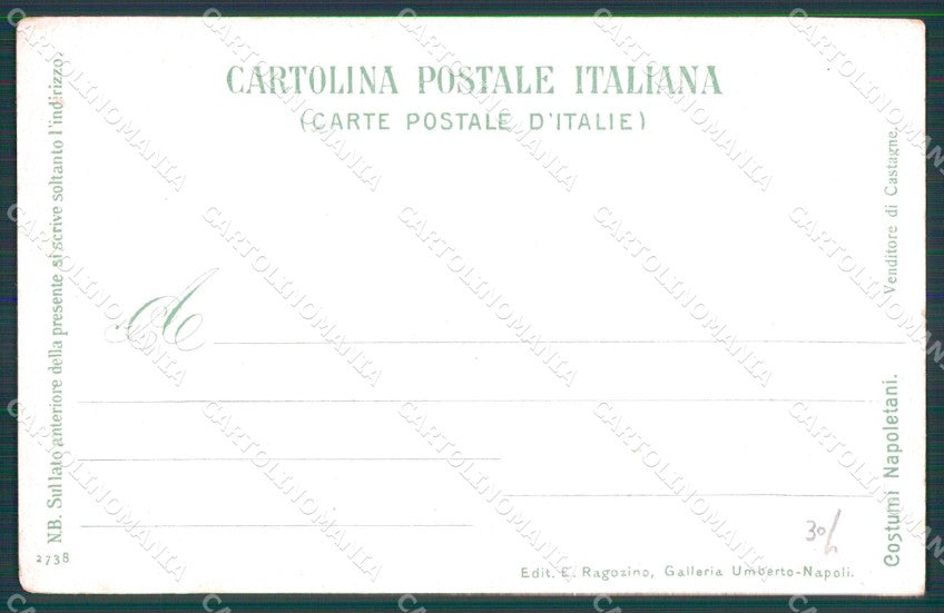Napoli Città Costumi Venditore Castagne Ragozino 2738 cartolina MX7393 – retro