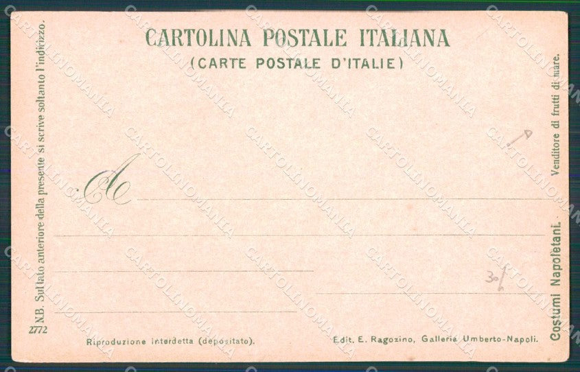 Napoli Città Costumi Venditore Frutti Mare Ragozino 2772 cartolina MX7398 – retro
