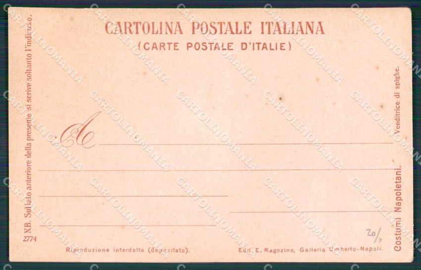 Napoli Città Costumi Venditrice Spighe Ragozino 2774 cartolina MX7400 – retro