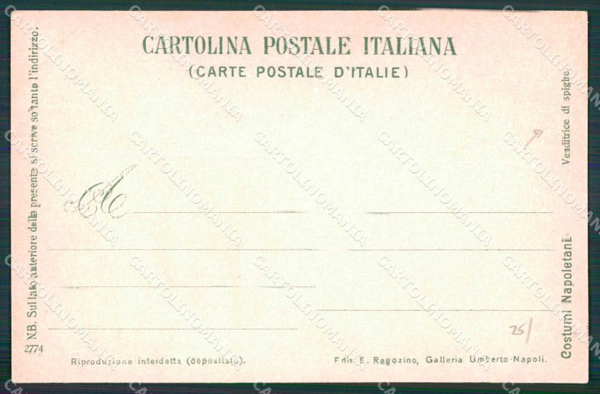 Napoli Città Costumi Venditrice Spighe Ragozino 2774 cartolina MX7401 – retro