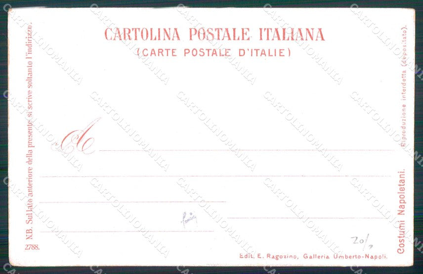 Napoli Città Costumi Venditore Ambulante Ragozino 2788 PIEGA cartolina MX7403 – retro