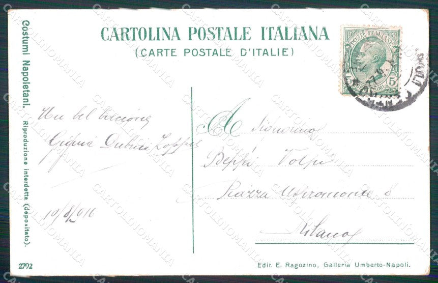 Napoli Città Costumi Venditore Fragole Ragozino 2792 cartolina MX7407 – retro