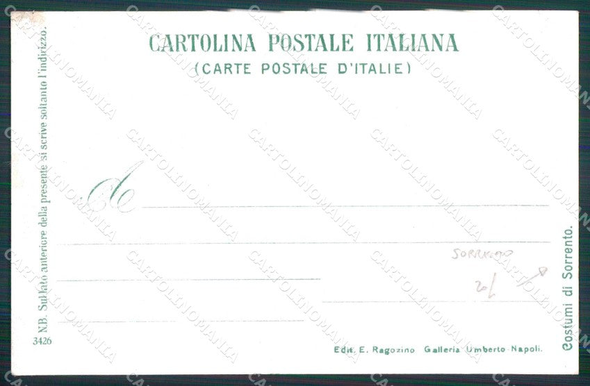 Napoli Sorrento Costumi Tipi Napoletani Ragozino 3426 cartolina MX7412 – retro