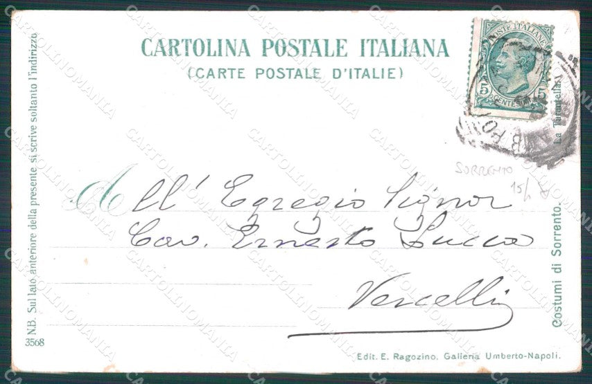 Napoli Sorrento Costumi Tipi Napoletani Ragozino 3568 cartolina MX7413 – retro