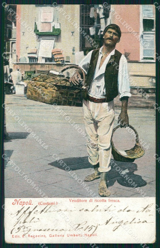 Napoli Città Costumi Venditore Ricotta Fresca Ragozino 2587 cartolina MX7423 – fronte