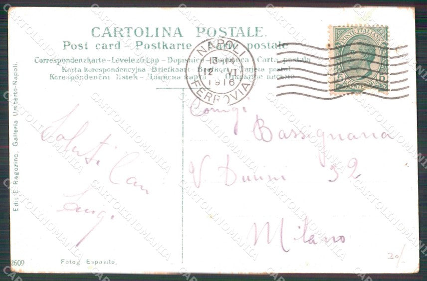 Napoli Città Costumi Pettinatrice Ragozino 2609 cartolina MX7424 – retro