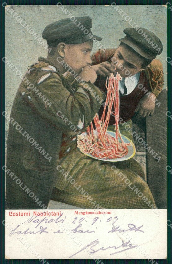 Napoli Città Costumi Mangia Maccheroni Ragozino 2634 cartolina MX7428 – fronte