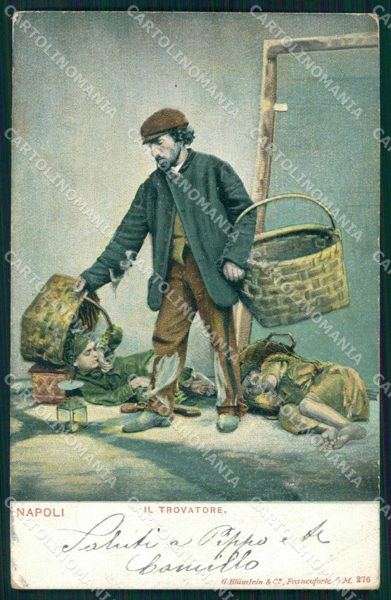 Napoli Città Costumi Trovatore cartolina MX7482 – fronte