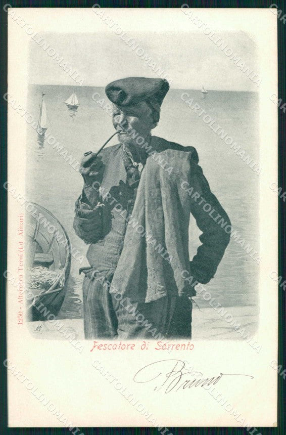 Napoli Sorrento Costumi Pescatore Alterocca 1250 cartolina MX7504 – fronte