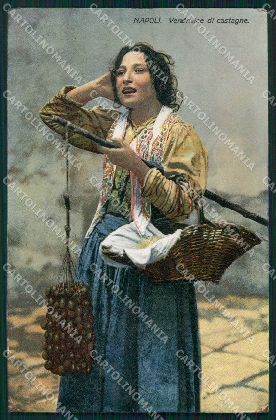 Napoli Città Costumi Venditrice Castagne cartolina MX7520 – fronte