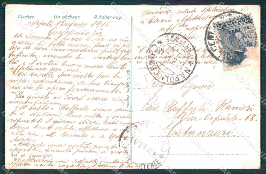 Napoli Città Costumi Pescatore cartolina MX7531 – retro
