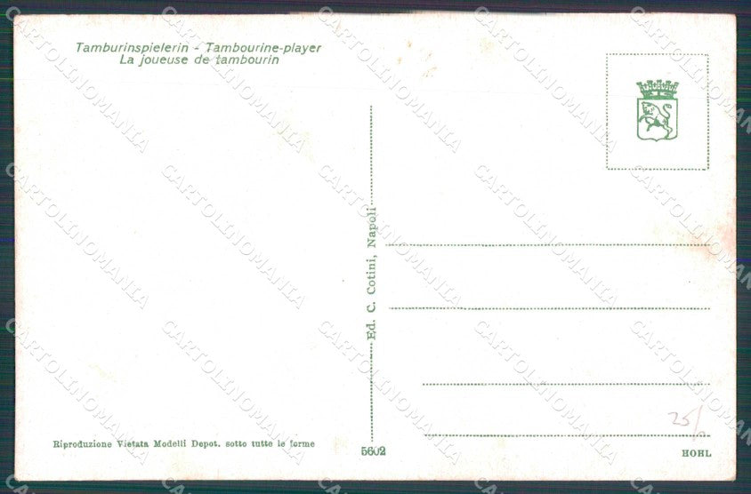 Napoli Città Costumi Suonatrice Tamburo cartolina MX7543 – retro