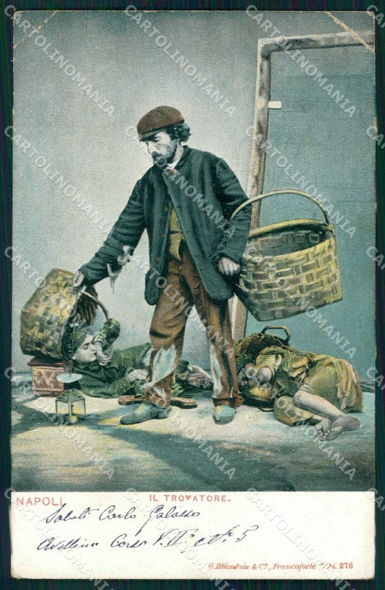 Napoli Città Costumi Trovatore PIEGHINE cartolina MX7559 – fronte