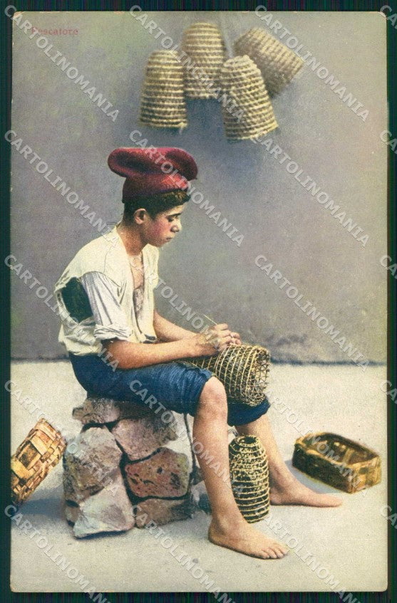 Napoli Città Costumi Pescatore cartolina MX7601 – fronte