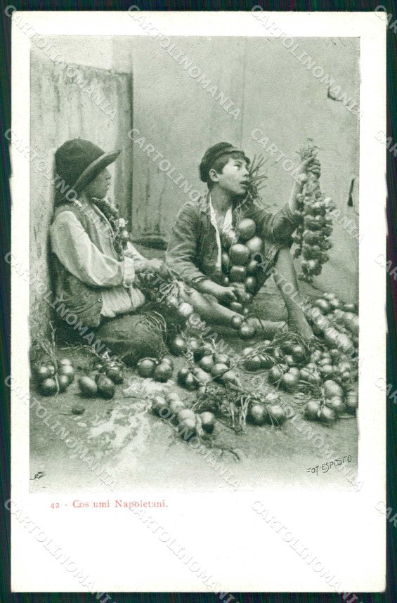 Napoli Città Costumi Venditori Cipolle Richter 42 Esposito cartolina MX7608 – fronte