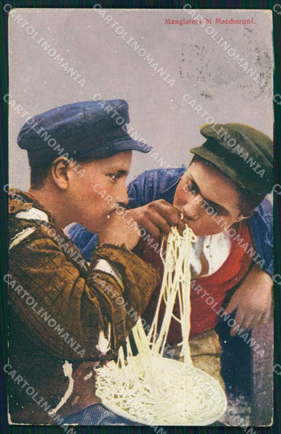 Napoli Città Costumi Mangiatori Maccheroni cartolina MX7612 – fronte
