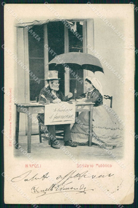 Napoli Città Costumi Scrivano Pubblico Alterocca 2147 PIEGHINA cartolina MX7621 – fronte