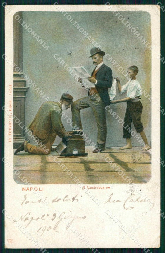 Napoli Città Costumi Lustra Scarpe Trenkler 14564 cartolina MX7665 – fronte