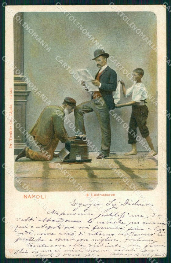 Napoli Città Costumi Lustra Scarpe Trenkler 14564 cartolina MX7666 – fronte