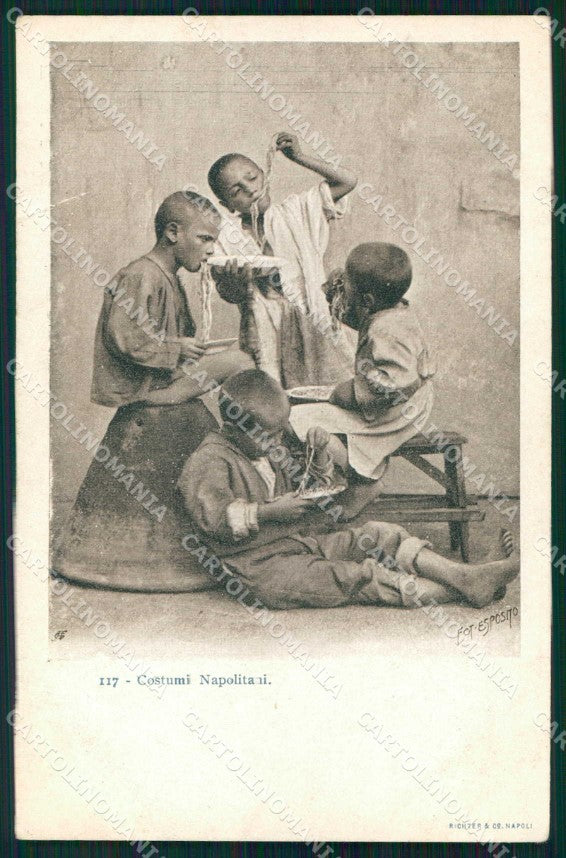 Napoli Città Costumi Mangia Maccheroni Richter 117 Esposito cartolina MX7668 – fronte