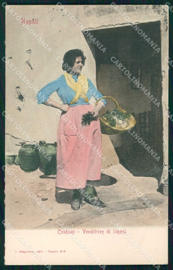 Napoli Città Costumi Venditrice Limoni Ragozino 313 cartolina MX7702 – fronte