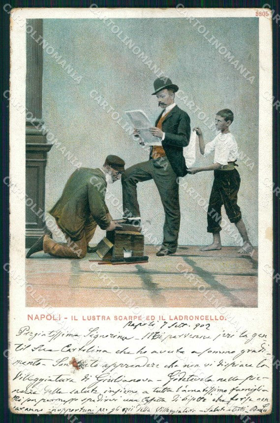 Napoli Città Costumi Lustra Scarpe Ladroncello cartolina MX7706 – fronte