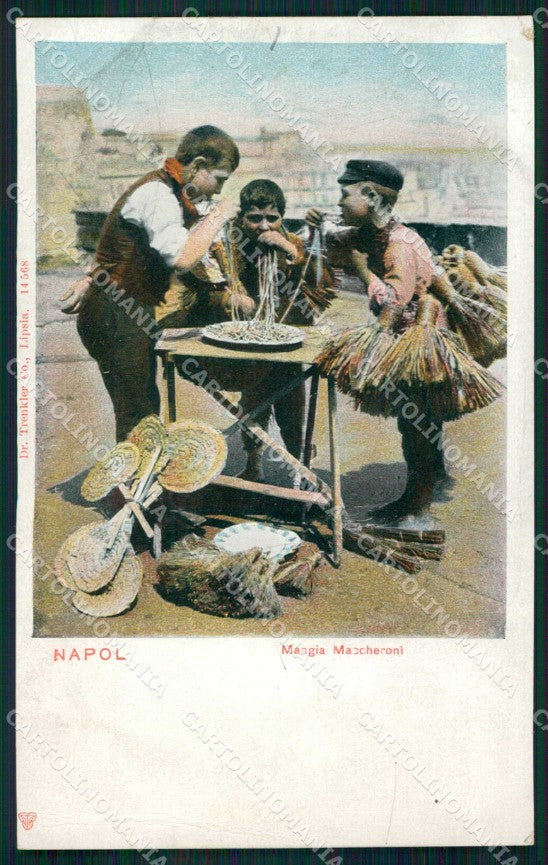 Napoli Città Costumi Mangia Maccheroni Trenkler 14568 cartolina MX7721 – fronte