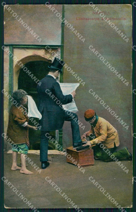 Napoli Città Costumi Lustra Scarpe Ladroncello PIEGHINA Foto cartolina MX7810 – fronte