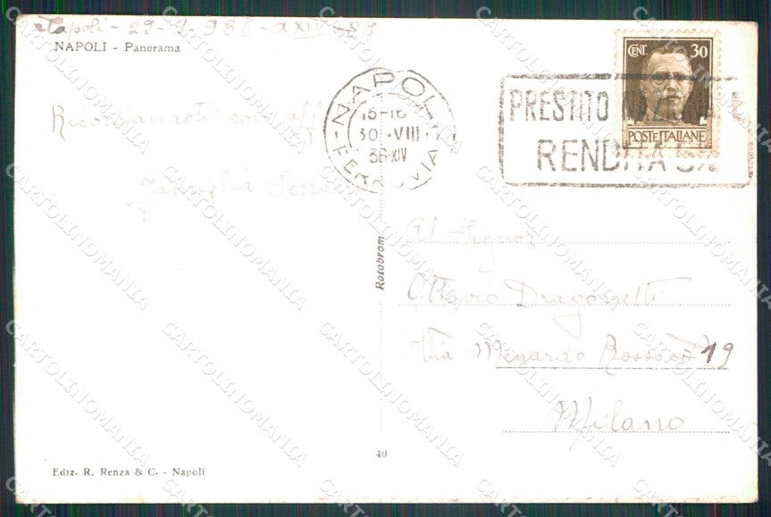 Napoli Città Veduta Generale Vesuvio Foto cartolina MX7916 – retro
