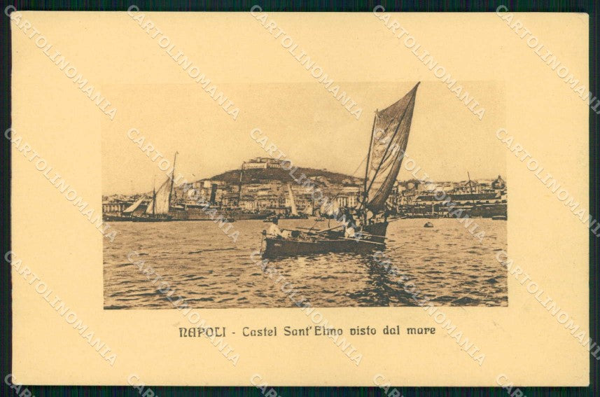 Napoli Città Castel Sant Elmo Mare Barche cartolina MX7942 – fronte
