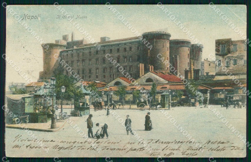 Napoli Città Castel Nuovo ABRASA PIEGHINA STRAPPO Trabert cartolina MX7954 – fronte