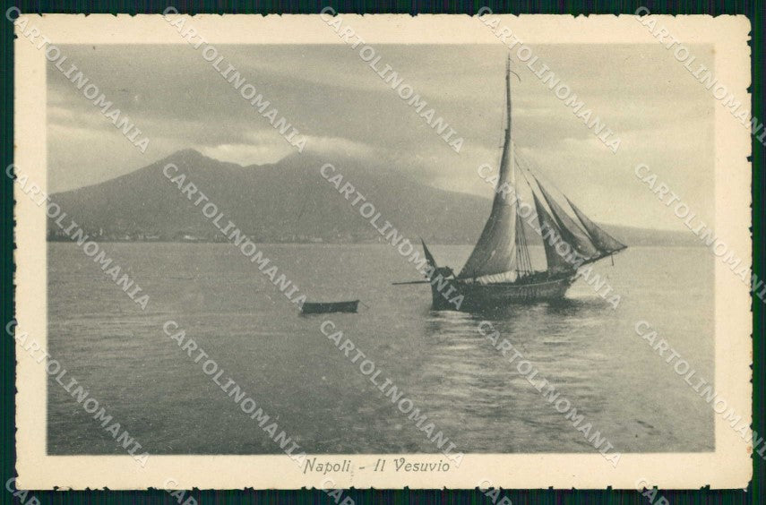 Napoli Città Veduta Vesuvio Barca Vela Brunner 8068 cartolina MX7966 – fronte