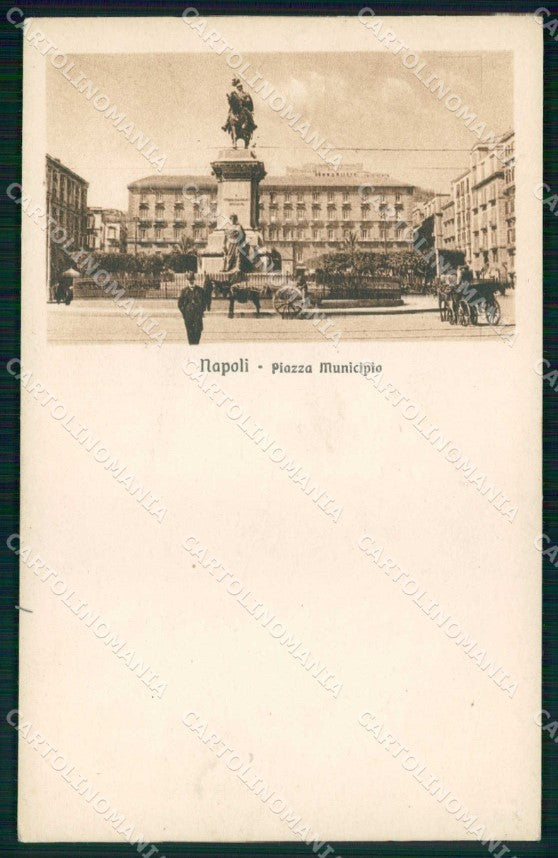 Napoli Città Piazza Municipio Brunner 348 cartolina MX7984 – fronte