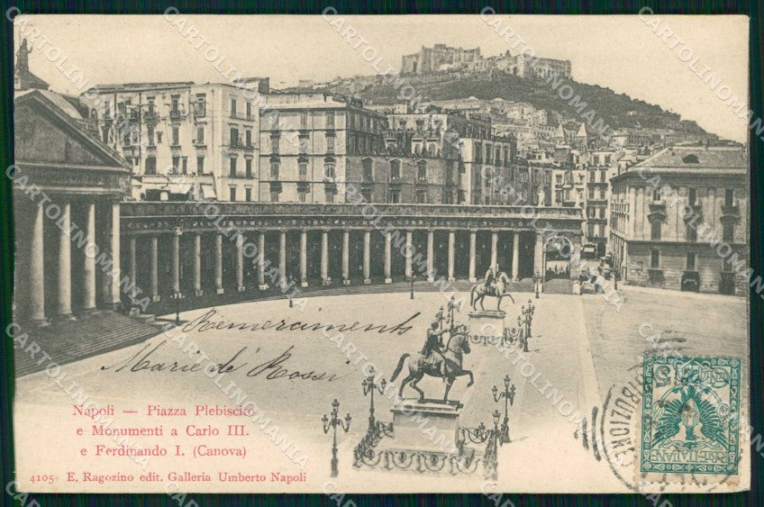 Napoli Città Piazza Plebiscito Monumenti Ragozino 4105 cartolina MX7997 – fronte