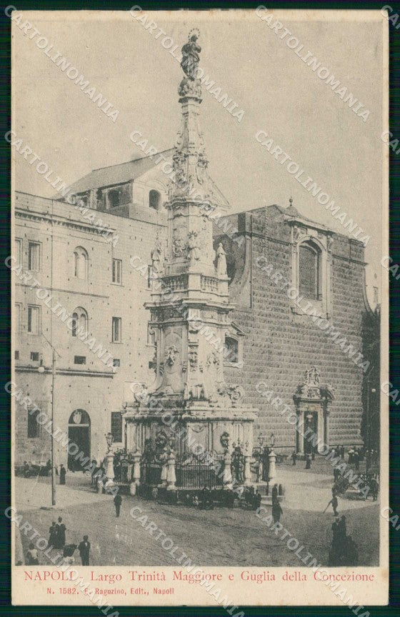 Napoli Città Largo Trinità Maggiore Guglia Ragozino 1582 cartolina MX8001 – fronte