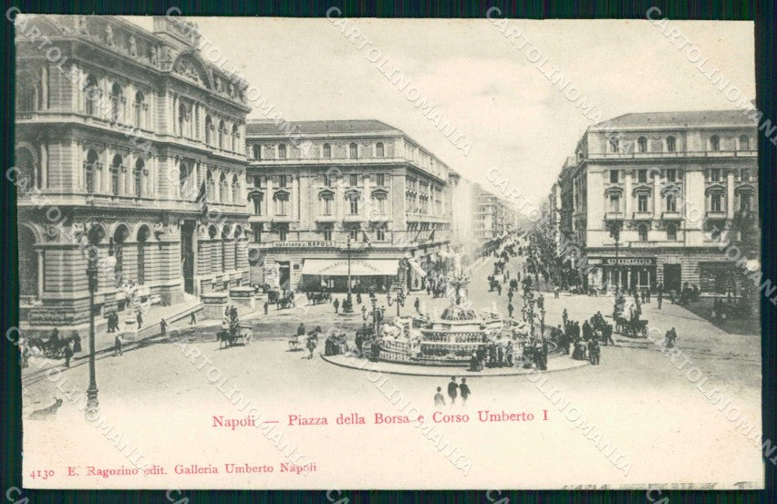 Napoli Città Piazza Borsa Corso Umberto I Ragozino 4130 cartolina MX8014 – fronte
