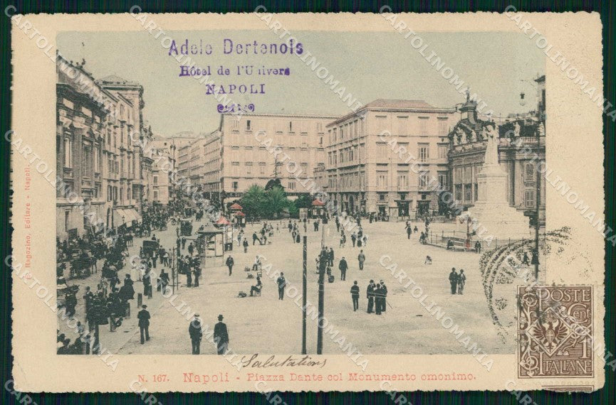 Napoli Città Piazza Monumento Dante PIEGHINA Ragozino 167 cartolina MX8032 – fronte