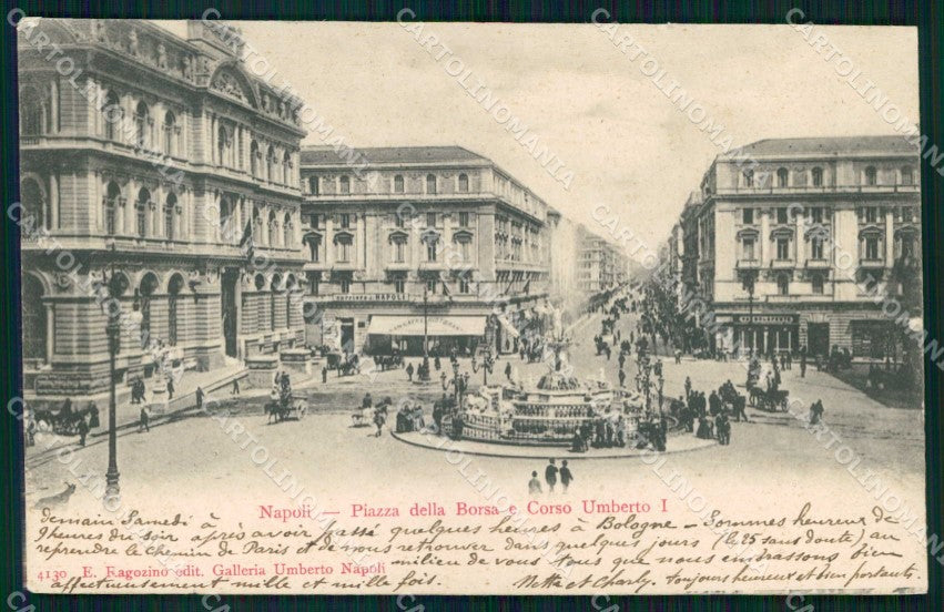 Napoli Città Piazza Borsa Corso Umberto I Ragozino 4130 cartolina MX8039 – fronte
