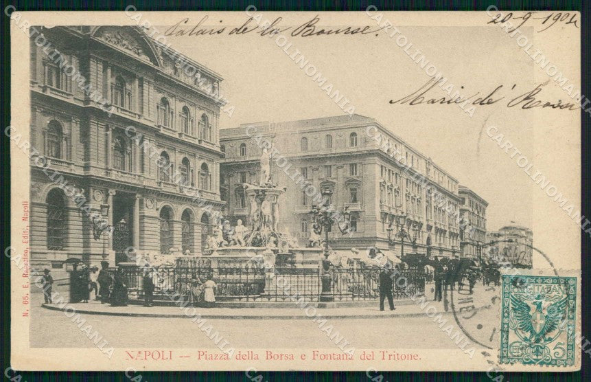 Napoli Città Piazza Borsa Fontana Tritone Ragozino 65 cartolina MX8041 – fronte