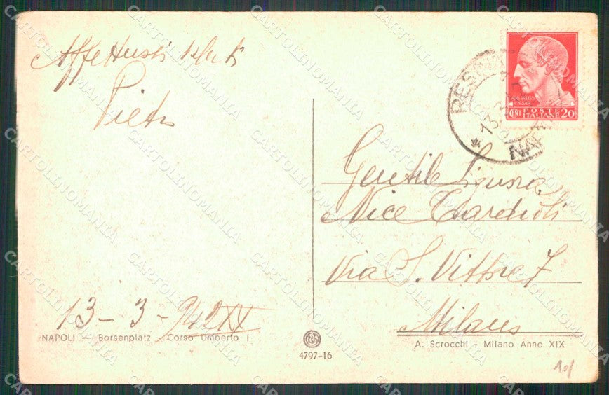 Napoli Città Piazza Borsa Corso Umberto I cartolina MX8069 – retro