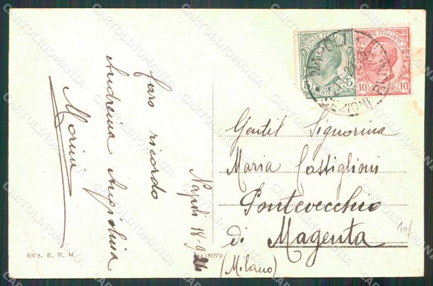 Napoli Città Villa Nazionale Posillipo Chiaro di Luna PIEGHINE cartolina MX8071 – retro