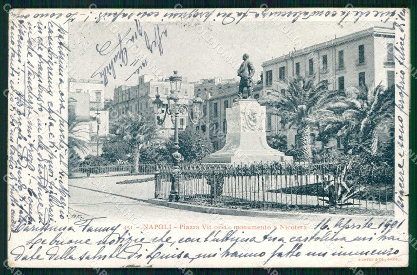 Napoli Città Monumento Nicotera PIEGHINA Richter 451 cartolina MX8085 – fronte