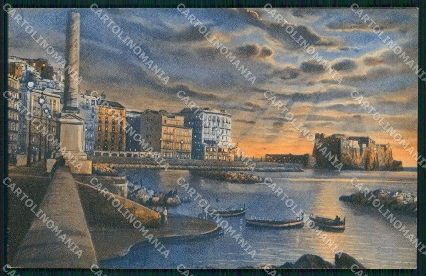 Napoli Città Via Partenope Castel dell Ovo Tramonto cartolina MX8097 – fronte