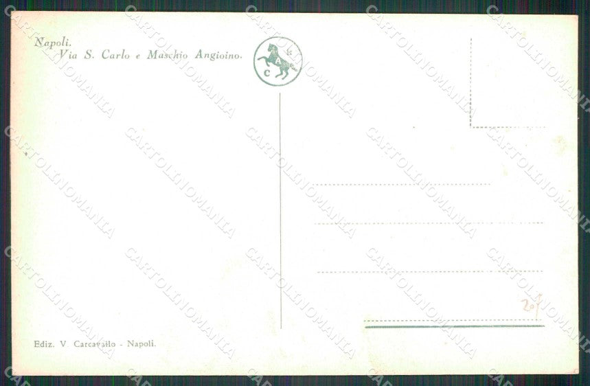 Napoli Città Via San Carlo Maschio Angioino Tramonto cartolina MX8102 – retro