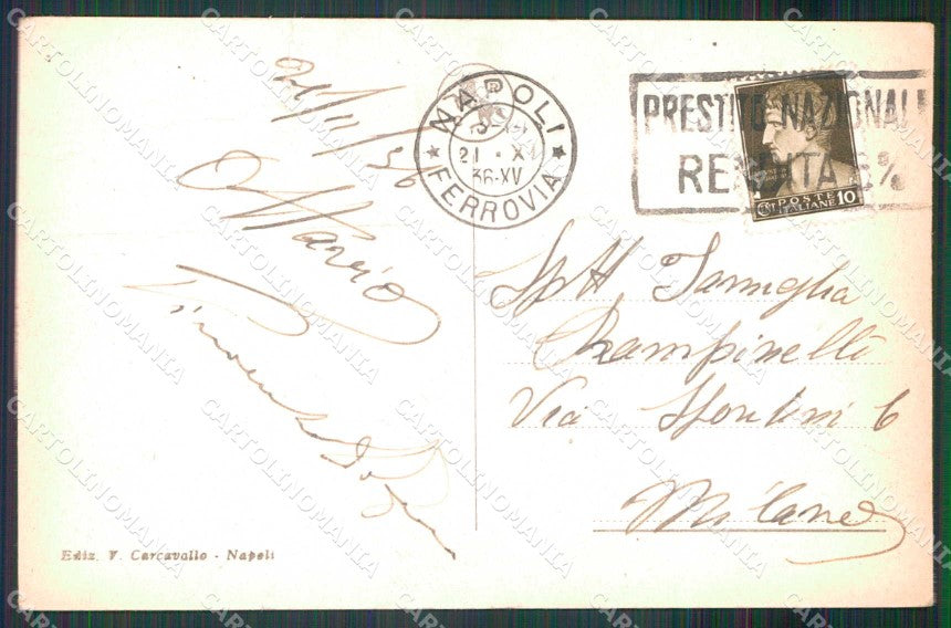 Napoli Città Veduta Generale Vesuvio STRAPPO PIEGHE cartolina MX8128 – retro