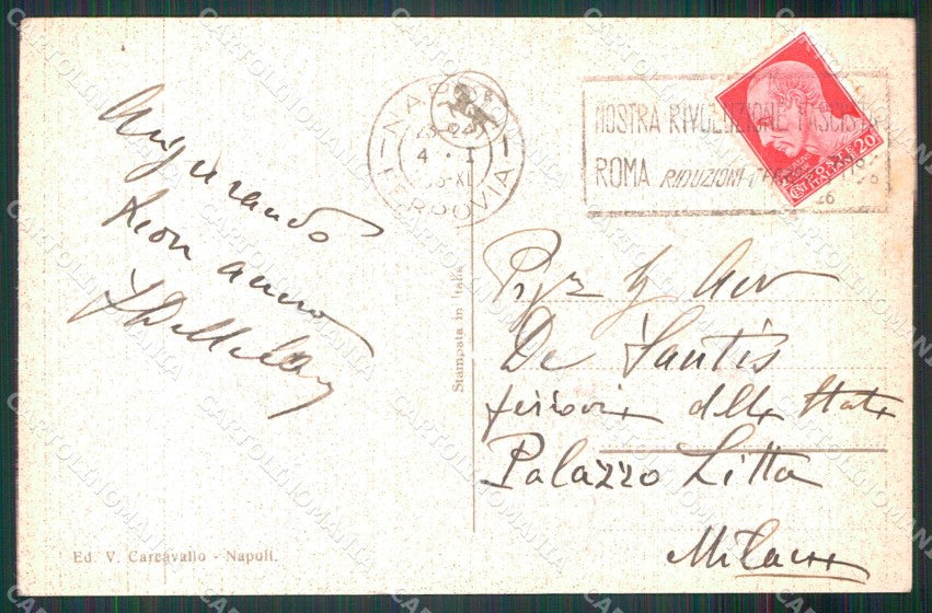 Napoli Città Veduta Generale Vesuvio cartolina MX8130 – retro