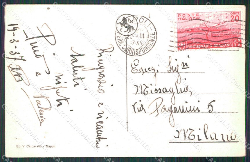 Napoli Città Veduta Generale Vesuvio ABRASA cartolina MX8135 – retro