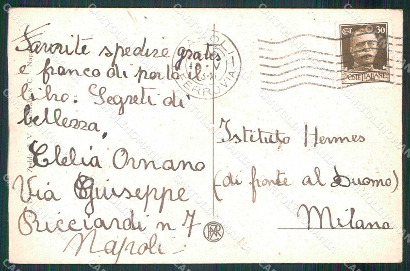 Napoli Città Veduta Generale Vesuvio MACCHIE cartolina MX8141 – retro
