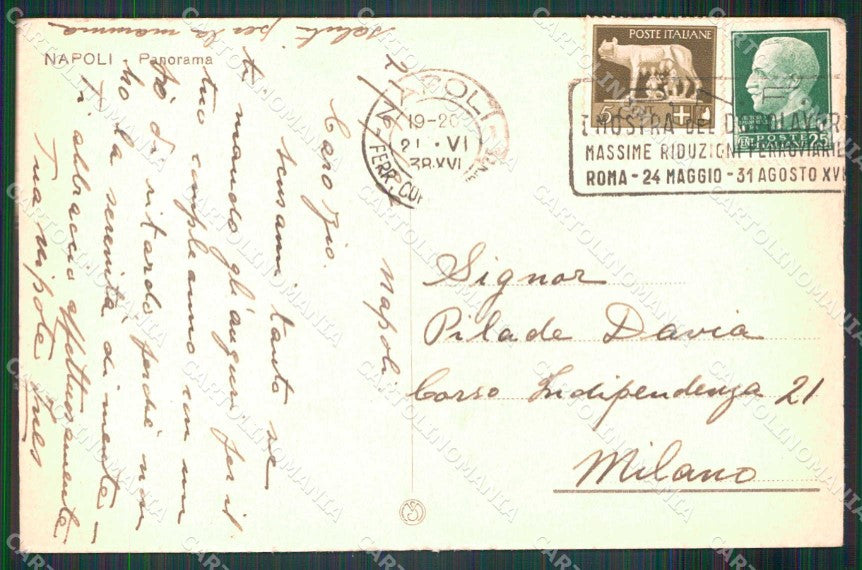 Napoli Città Veduta Generale Vesuvio cartolina MX8145 – retro