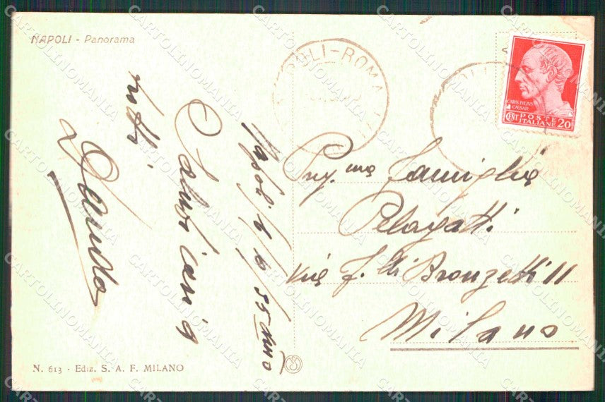 Napoli Città Veduta Generale Vesuvio cartolina MX8146 – retro